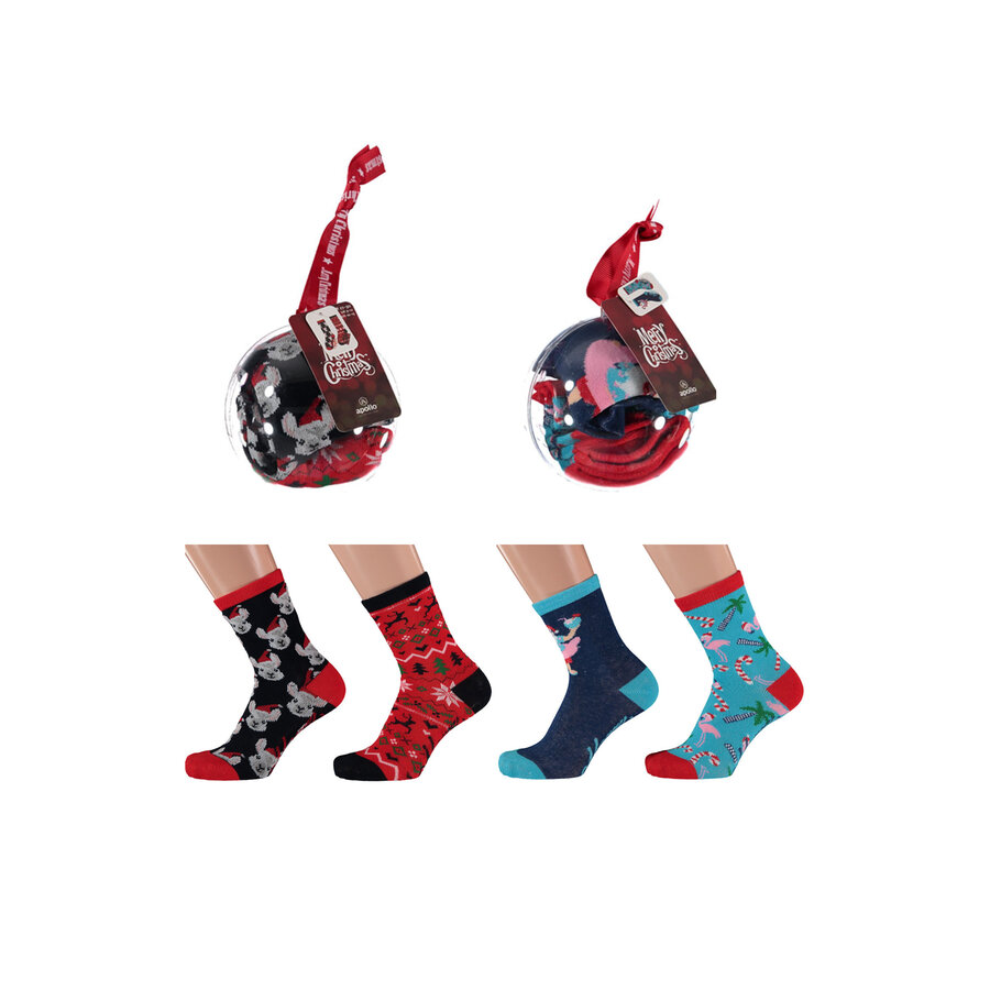 Kinder Weihnachts-Motiv-Socken Mädchen in Christbaum-Kugel Apollo