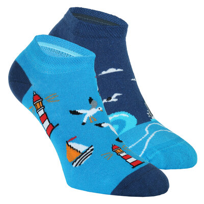 Küstenmotive Sneaker Socken Meer Leuchtturm Möwen