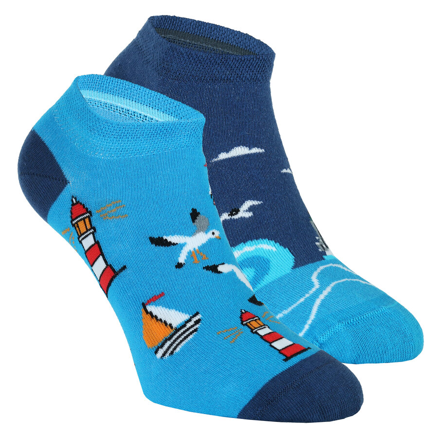 Küstenmotive Sneaker Socken Meer Leuchtturm Möwen