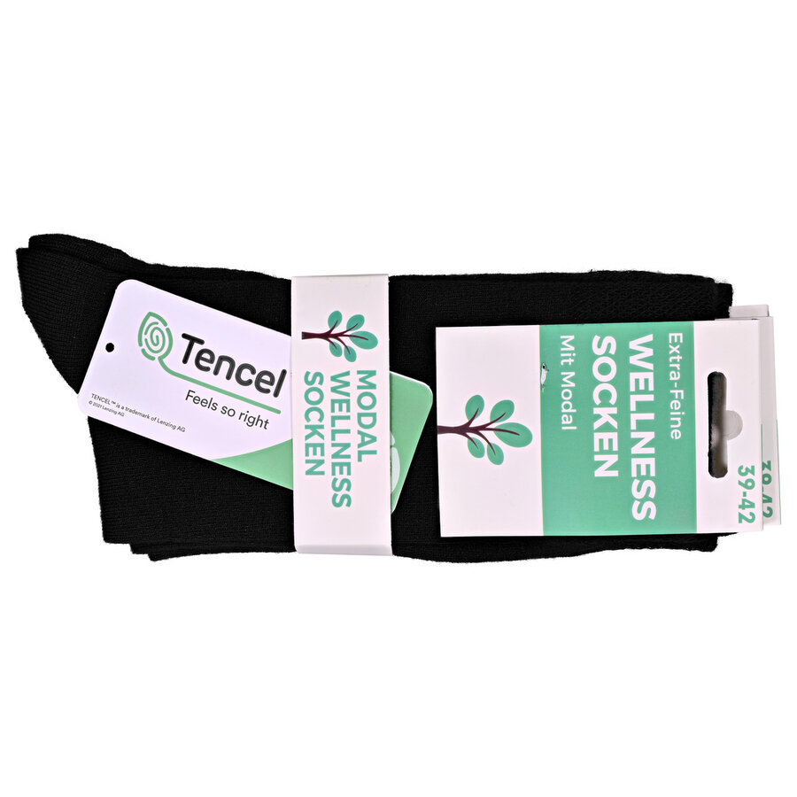 Holz-Socken Tencel-Modal ohne Gummidruck schwarz - 2