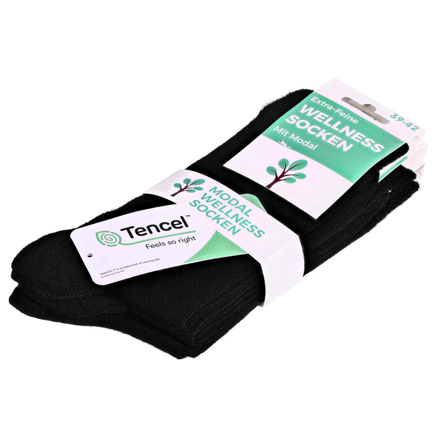 Holz-Socken Tencel-Modal ohne Gummidruck schwarz - 7