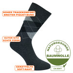 Herrensocken ohne Gummidruck Argyle Karo Muster Camano anthrazit - 8
