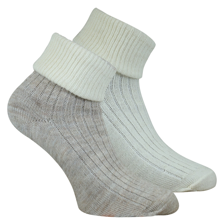 Alpaka-Wolle Umschlagsocken beige-wollweiß
