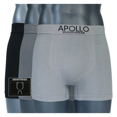 Herren Boxershorts nahtlos Baumwolle Apollo grau schwarz mix