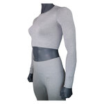 Damen Sports CROP TOP bauchfreies Oberteil XTREME grau melange - 3