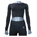 Damen Sports CROP TOP bauchfreies Oberteil XTREME schwarz - 1