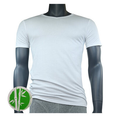 Herren Bambus T-Shirts V-Ausschnitt Apollo weiß