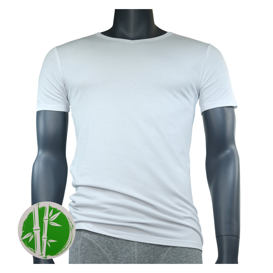 Herren Bambus T-Shirts V-Ausschnitt Apollo weiß