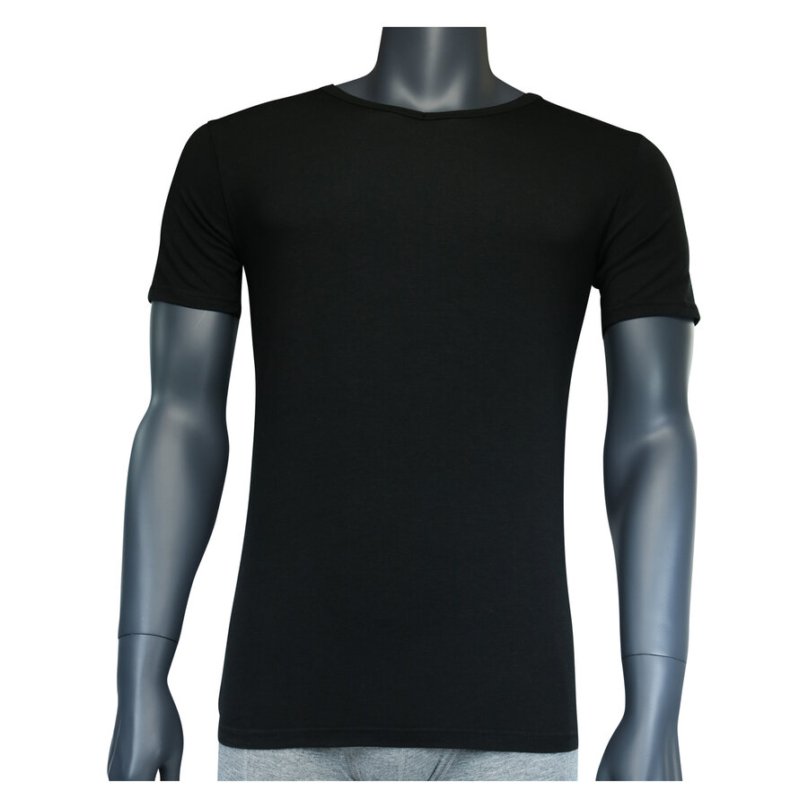 Herren Bambus T-Shirts V-Ausschnitt Apollo schwarz - 3