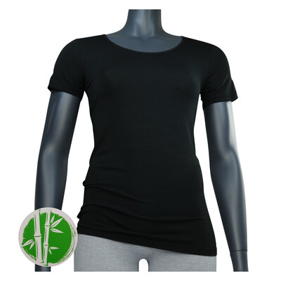 Damen Bambus T-Shirts Rundhals-Ausschnitt Apollo schwarz