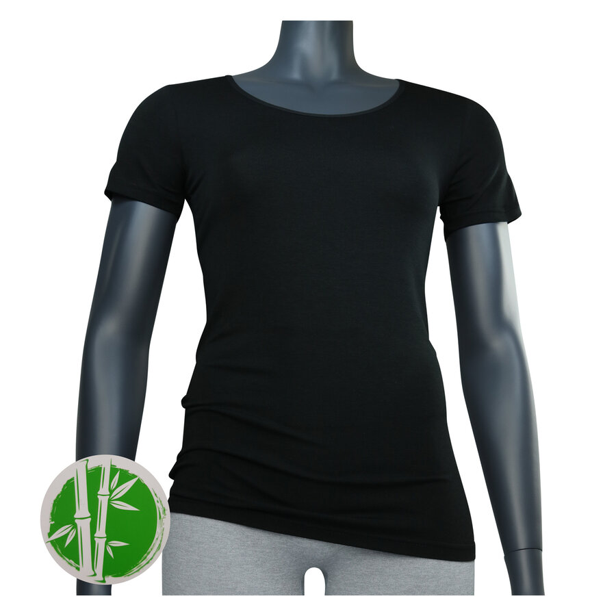 Damen Bambus T-Shirts Rundhals-Ausschnitt Apollo schwarz