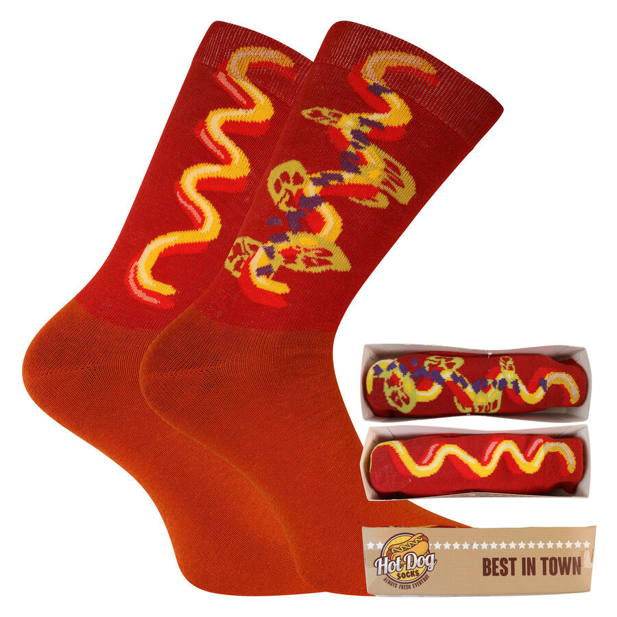 Hot Dog Motiv-Socken in Geschenk-Pappschachtel Apollo