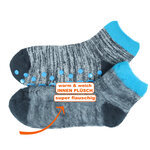 Kinder Kurz-Kuschelsocken ABS Antirutschnoppen camano anthrazit-türkis - 3