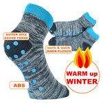 Kinder Kurz-Kuschelsocken ABS Antirutschnoppen camano anthrazit-türkis - 2