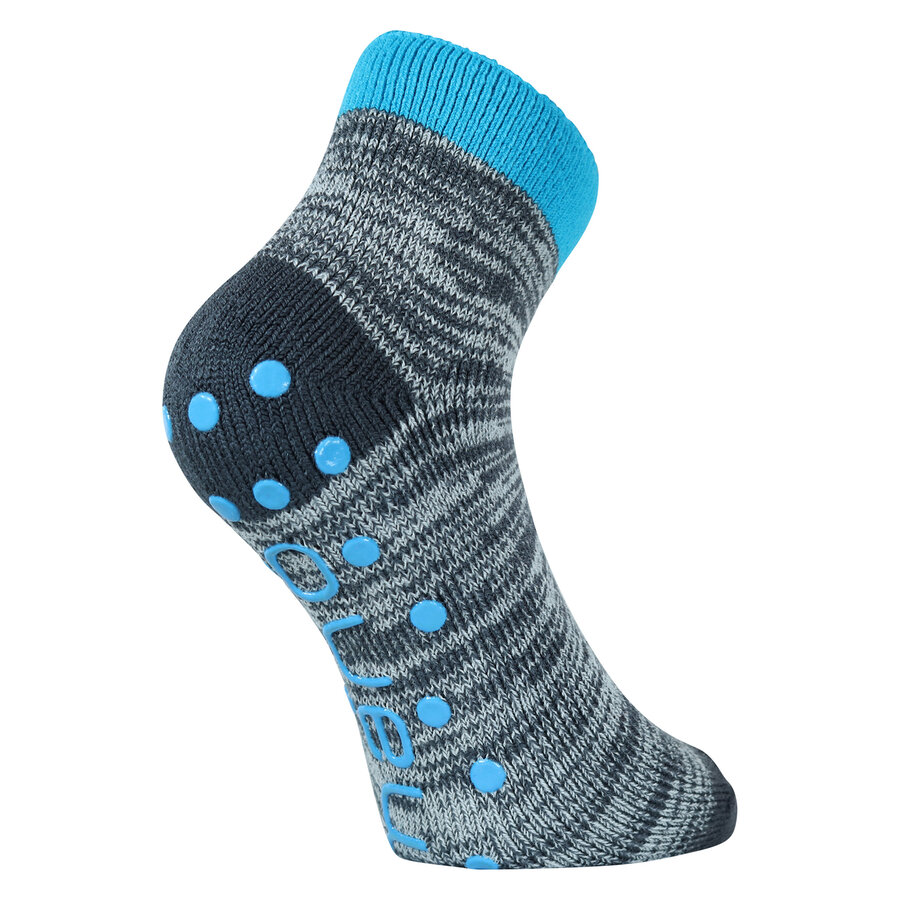Kinder Kurz-Kuschelsocken ABS Antirutschnoppen camano anthrazit-türkis