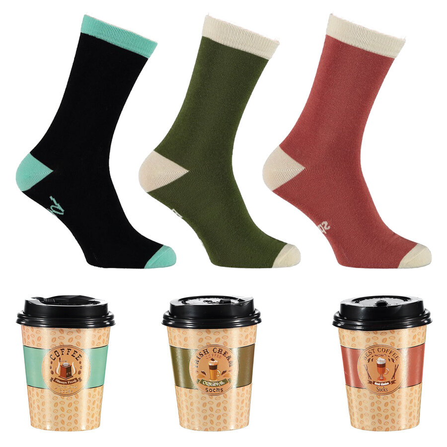 Kaffee Motive Socken im Kaffeebecher Apollo
