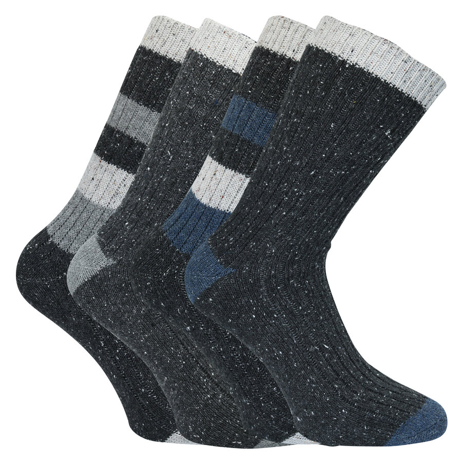 Herren-Wollsocken grobgestrickt Apollo grau-mix
