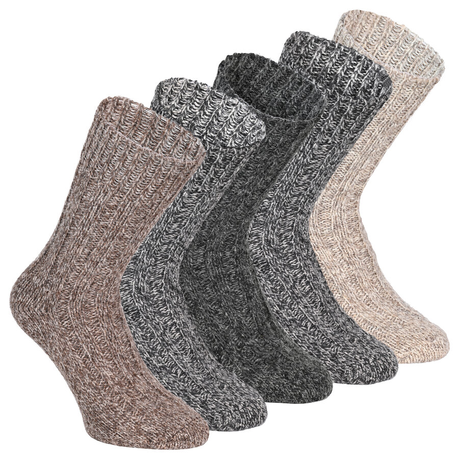 100% Wollsocken mit Alpaka natur-melange-mix