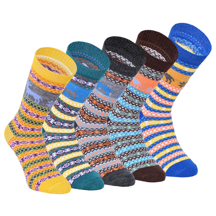 Wohlfühl-Hygge Socken mit Wolle Rentier-Motive