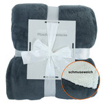 Dicke Plüsch-Kuscheldecke grau-weiß - 3
