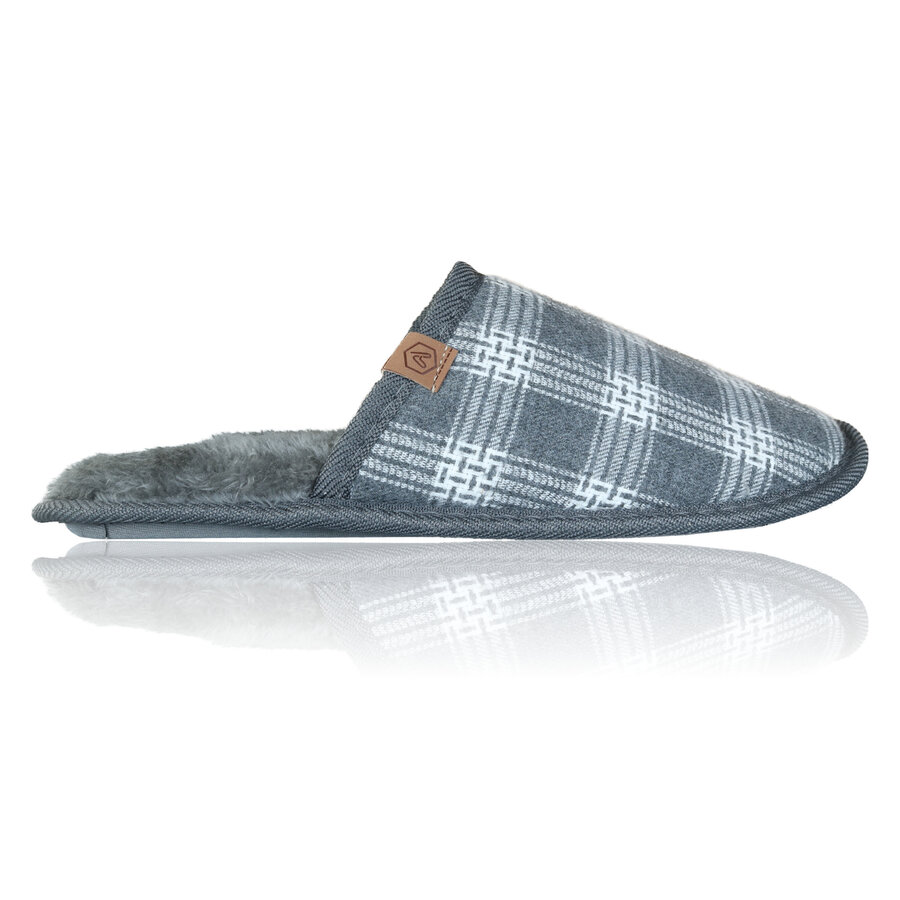 Hausschuhe Puschen Pantoffeln Apollo kariert grau - 2