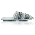 Damen Hausschuhe Puschen Pantoffeln Apollo Folklore-Muster grau - 3