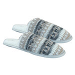 Damen Hausschuhe Puschen Pantoffeln Apollo Folklore-Muster grau - 5