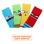 Anti-Rutsch dicke Kindersocken stabile Gummisohle crazy Monster - 4
