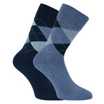 Herrensocken Argyle Karo Muster Camano ohne Gummidruck blau-mix - 14