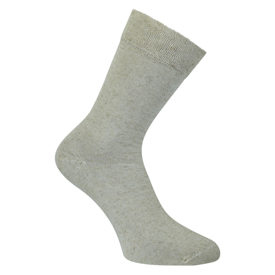 Leinensocken ohne Gummidruck beige-melange