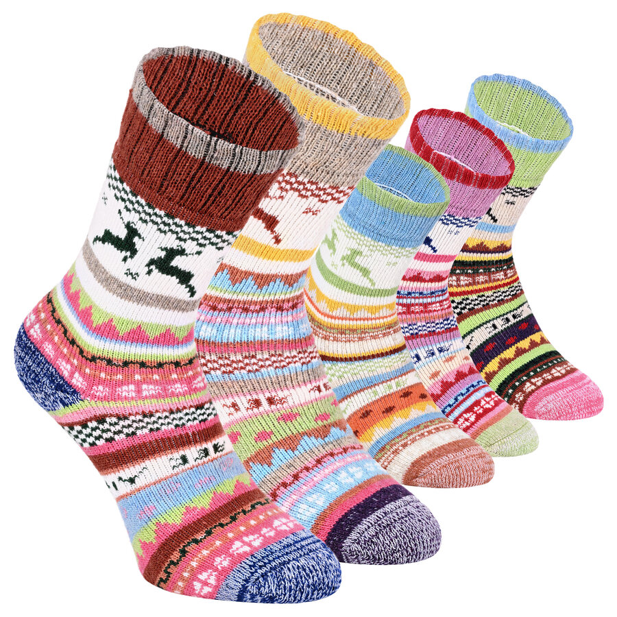 Dicke Hygge Wollsocken Skandinavien-Style Elch-Motive