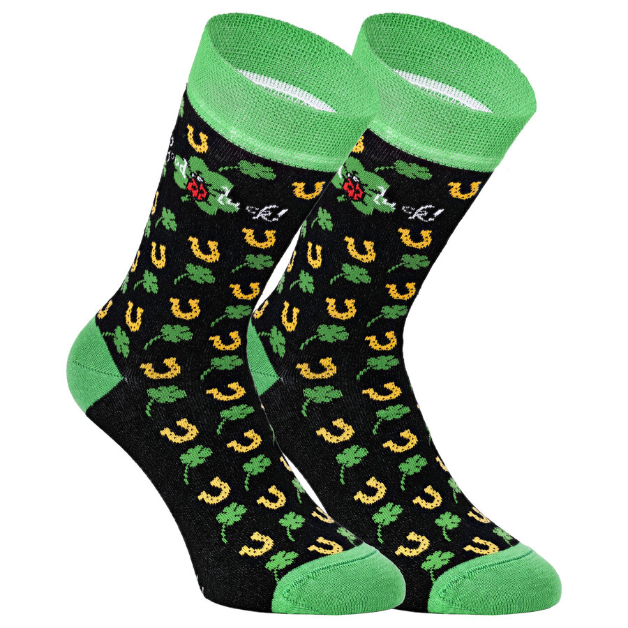 Gute-Laune-Socken Glücksklee-Hufeisen-Motive