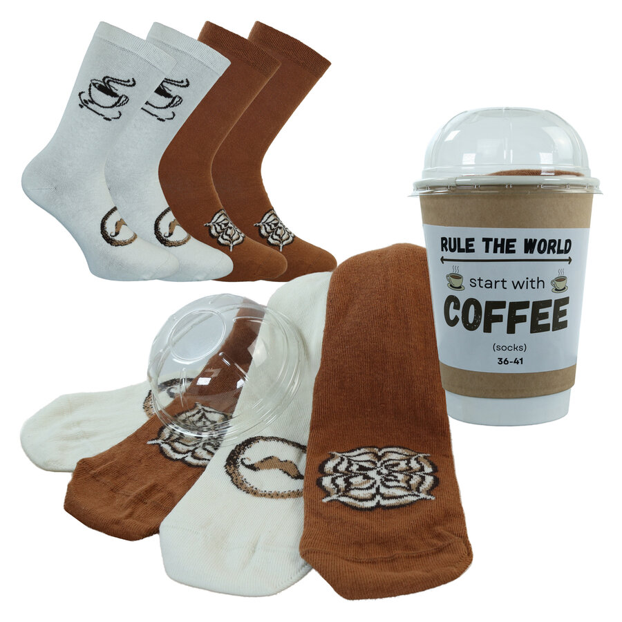 Coffee to Go Geschenke-Socken im Kaffeebecher