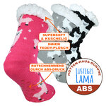 Damen Hütten-Socken Thermo Lama-Motiv ABS-Noppen - 3