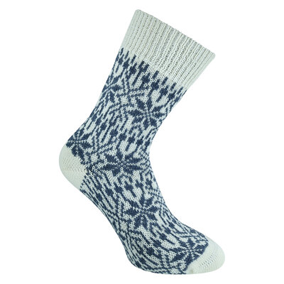Norwegersocken Wolle Sternmuster Made in Germany natur-jeans
