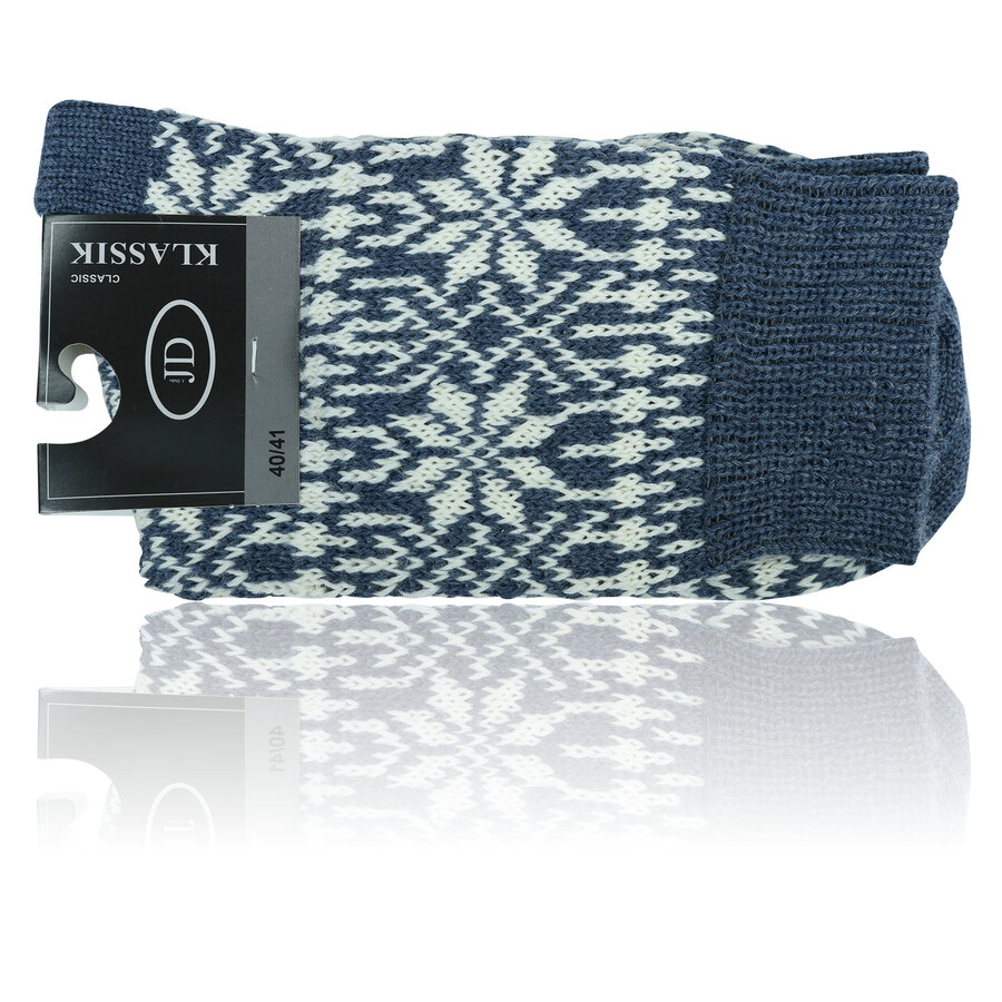 Wollsocken Norwegermuster Stern-Design Made in Germany jeans-natur - 2