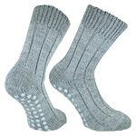 Homesocks Stoppersocken Merino Wolle ABS Noppen Made in Germany hellgrau - 1