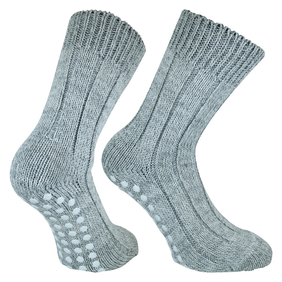 Homesocks Stoppersocken Merino Wolle ABS Noppen Made in Germany hellgrau