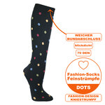 Kniestrümpfe blickdicht 70DEN bunte Punkte Made in Germany schwarz - 2