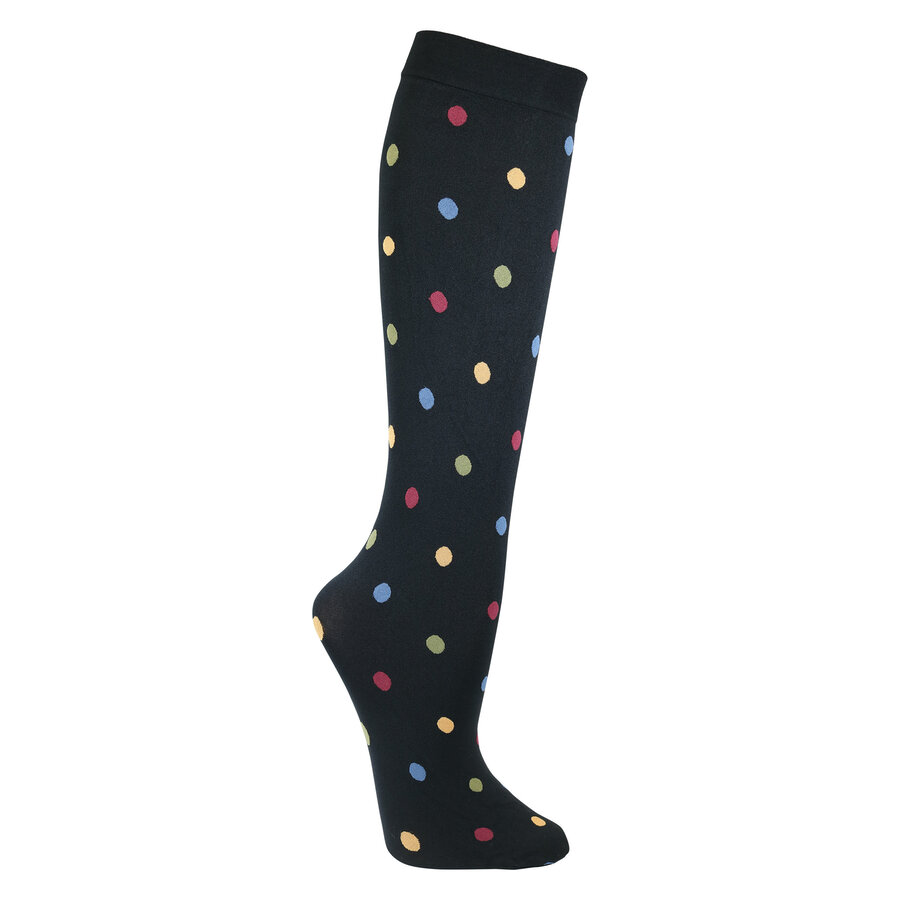 Kniestrümpfe blickdicht 70DEN bunte Punkte Made in Germany schwarz