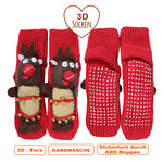 ABS Noppensocken 3D-Wintermotiv Weihnachts-Elch - 3