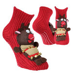 ABS Noppensocken 3D-Wintermotiv Weihnachts-Elch - 1