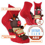 ABS Noppensocken 3D-Wintermotiv Weihnachts-Elch - 2
