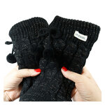 Damen Hütten-Kuschelsocken Glitzer Zierbommel Skechers schwarz - 5