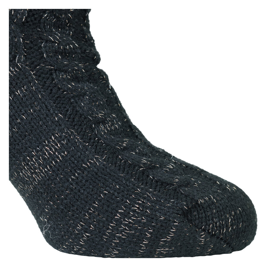 Damen Hütten-Kuschelsocken Glitzer Zierbommel Skechers schwarz - 8