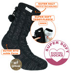 Damen Hütten-Kuschelsocken Glitzer Zierbommel Skechers schwarz - 2