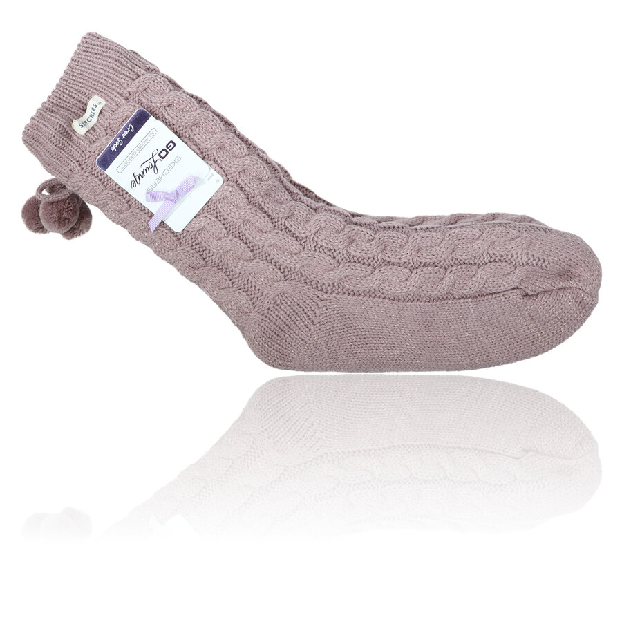 Damen Hütten-Kuschelsocken Glitzer Zierbommel Skechers altrosa - 10