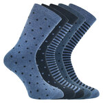 Damen Socken ohne Gummidruck Baumwolle Streifen Punkte blau - 1
