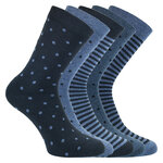 Damen Socken ohne Gummidruck Baumwolle Streifen Punkte blau - 11