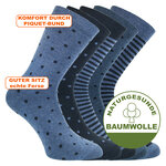 Damen Socken ohne Gummidruck Baumwolle Streifen Punkte blau - 2